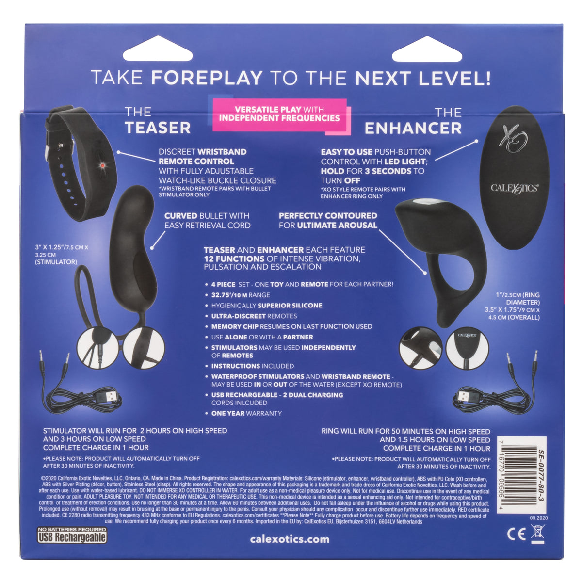 CalExotics - Remote-Control Rechargeable Couples Vibrator Set (Black) - Black