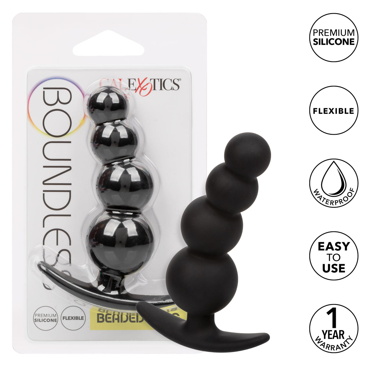CalExotics - Boundless Beaded Anal Plug (Black) - Black