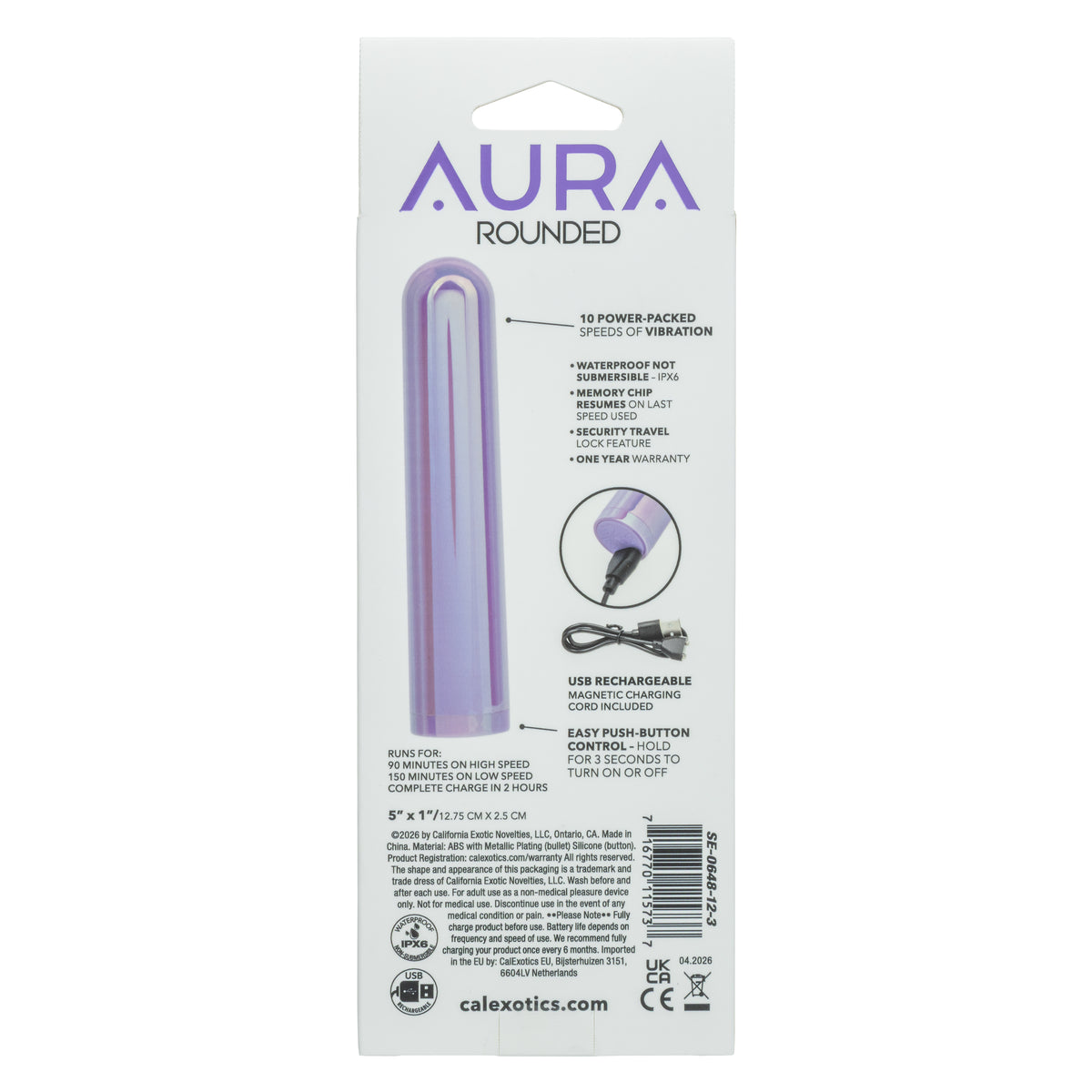 CalExotics - Aura Rounded Bullet Vibrator (Purple) - Purple