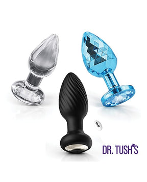 Dr. Tush's - Venture Glass, Metal & Vibrating Anal Plug Set (Multi Colour) - Multi Colour / Small