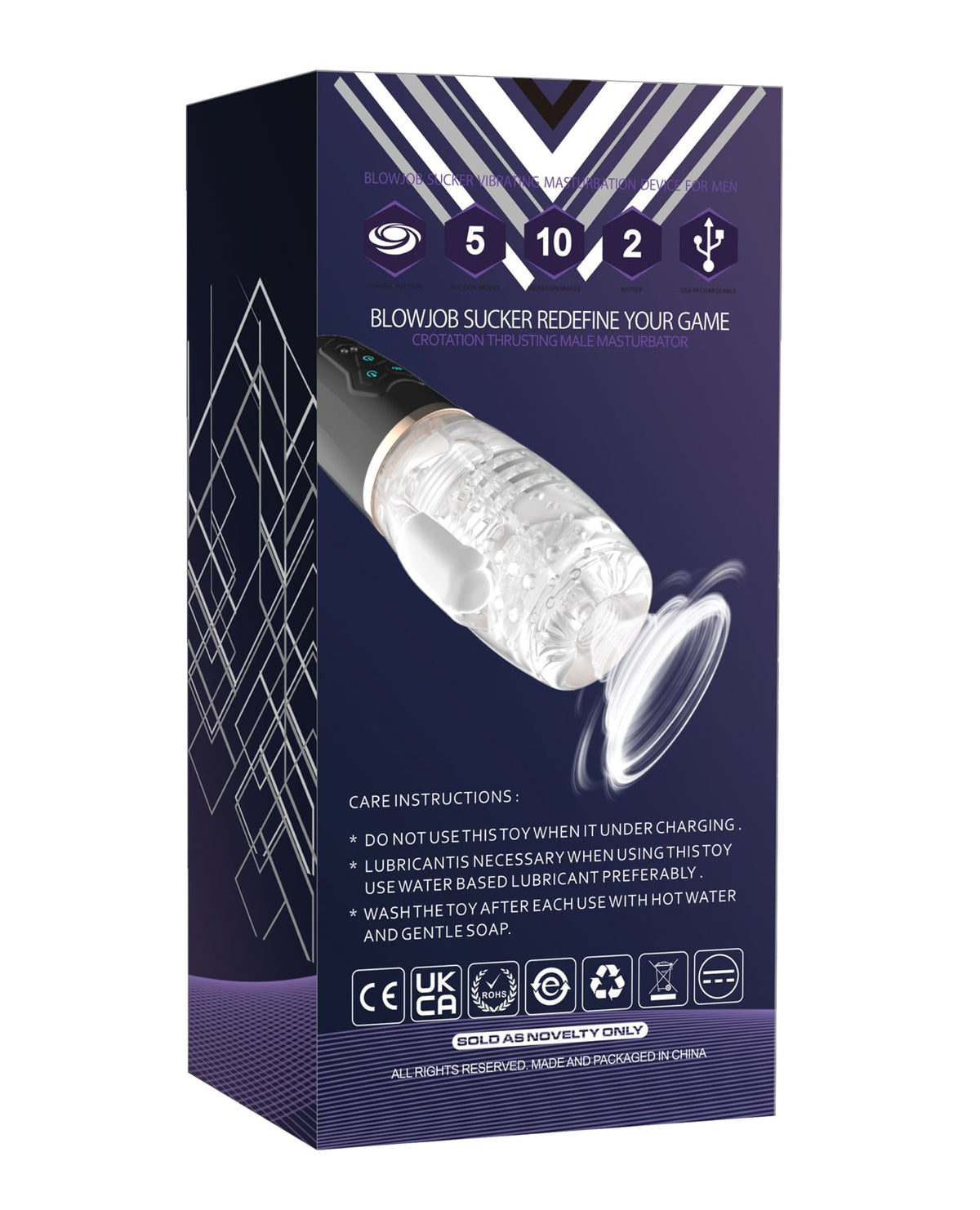 Secwell - Sucking & Vibrating Oral Masturbator (Black) - Black