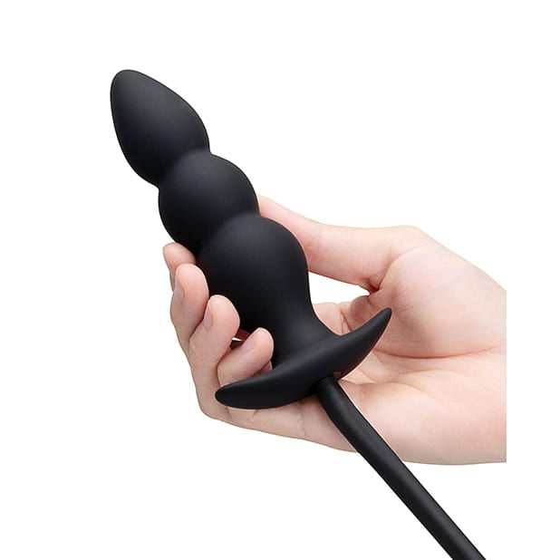 B-Vibe - Beaded Inflatable Anal Plug with HandPump (Black) BV1023 CherryAffairs