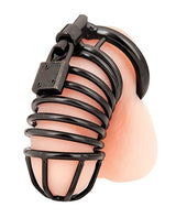 Blue Line - Deluxe Metal Chastity Cage (Black) BL1015 CherryAffairs