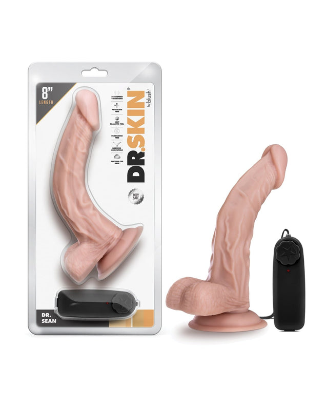 Blush Novelties - Dr Skin Dr Sean Curved Vibrating Suction Cup Dildo (Beige) BN1169 CherryAffairs
