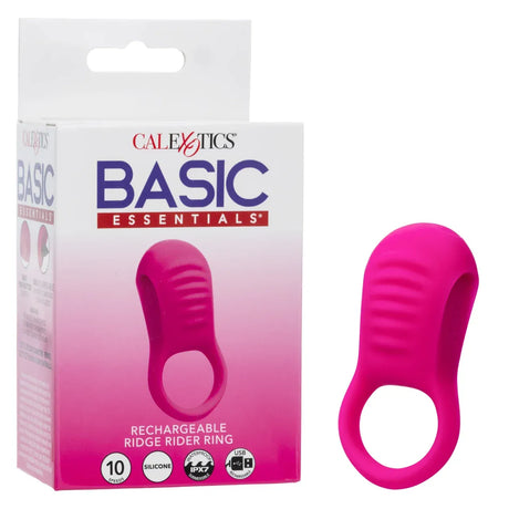 CalExotics - Basic Essentials Rechargeable Ridge Rider Cock Ring (Pink) CE2184 CherryAffairs
