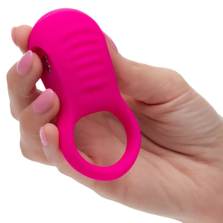 CalExotics - Basic Essentials Rechargeable Ridge Rider Cock Ring (Pink) CE2184 CherryAffairs
