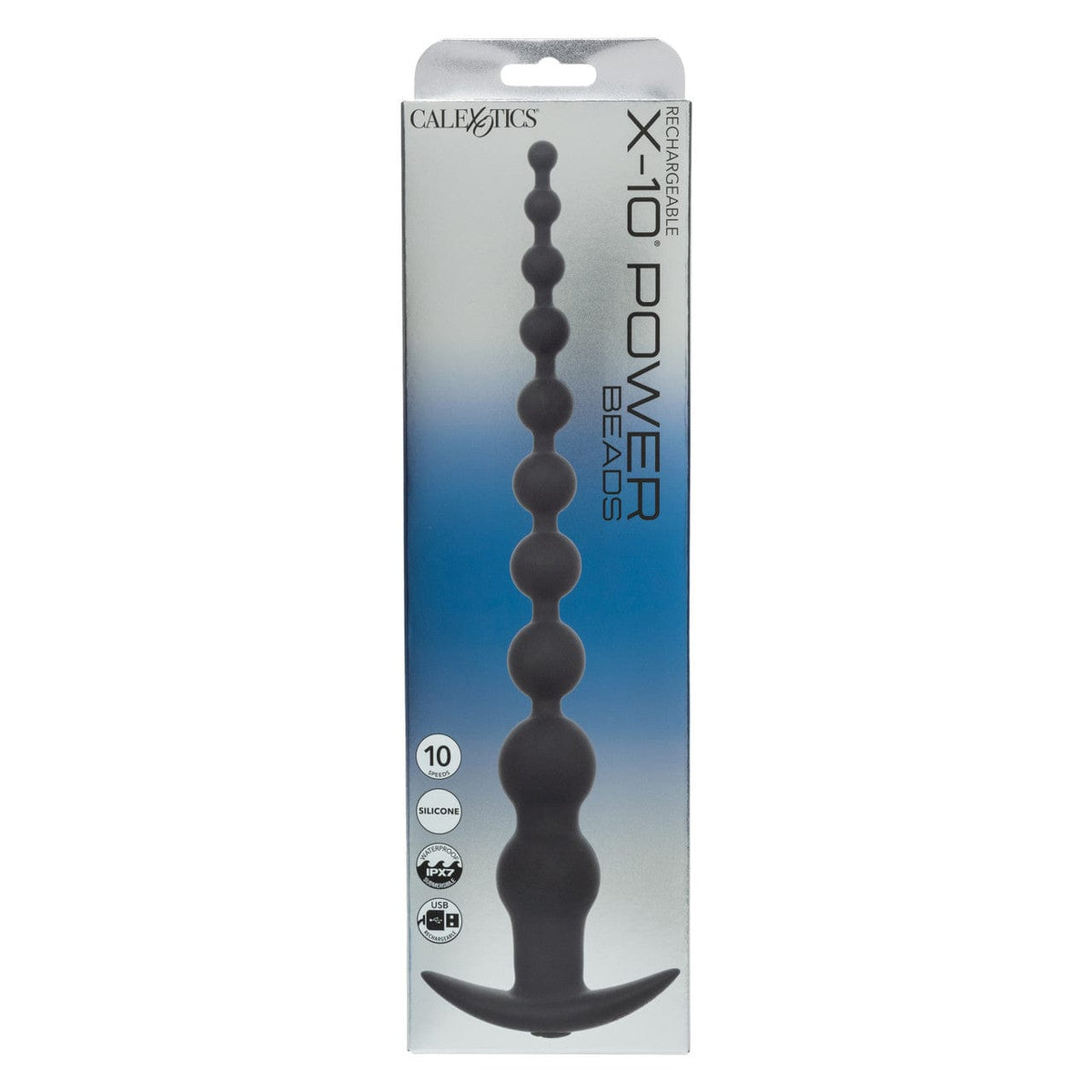 CalExotics - Rechargeable X-10 Extended Vibrating Anal Beads (Black) CE2193 CherryAffairs