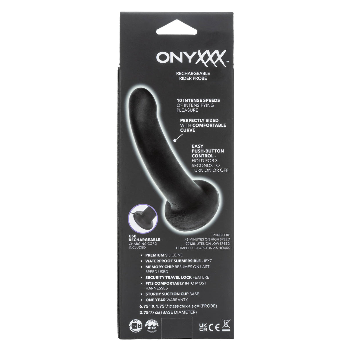 California Exotics - Onyxxx Rechargeable Rider Probe Vibrator (Black) CE2128 CherryAffairs