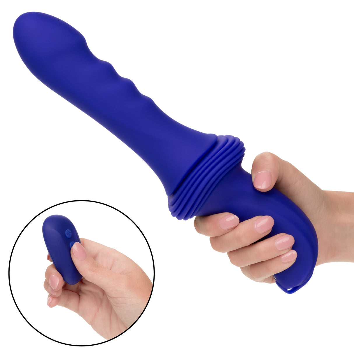 California Exotics - Overdrive Remote Control Sex Machine Ridged Thruster (Blue) CE2117 CherryAffairs