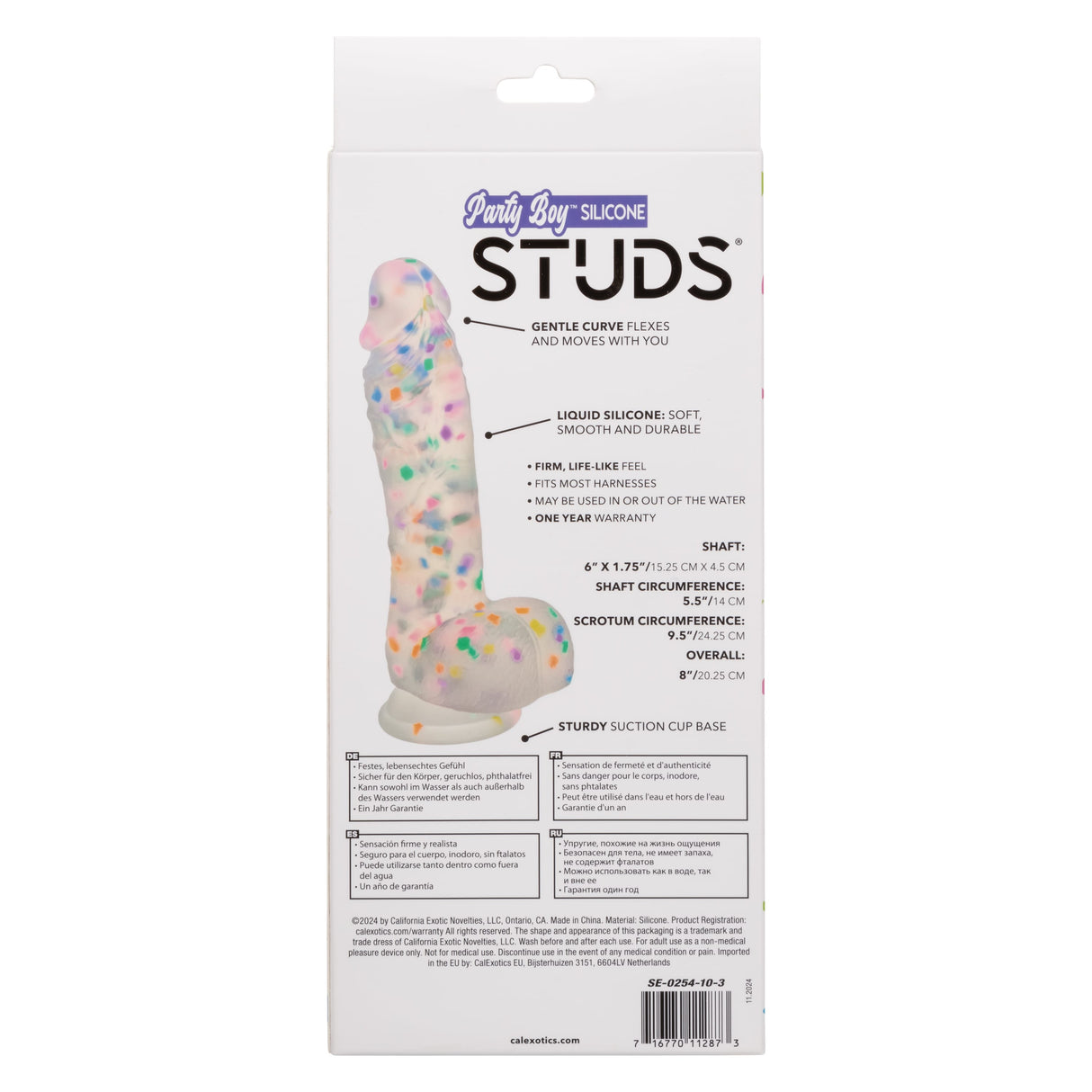 California Exotics - Party Boy Confetti Silicone Studs Dildo 6" (Multicolor) CE2121 CherryAffairs