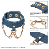 California Exotics - Ride 'em Premium Denim Collection Wrist Cuffs (Blue) CE2089 CherryAffairs