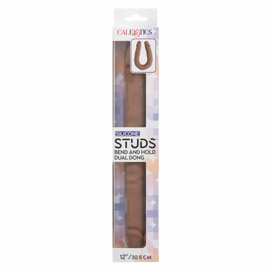 CalExotics - Dương vật đôi bằng silicone có chốt, uốn cong và giữ nguyên, dài 12"