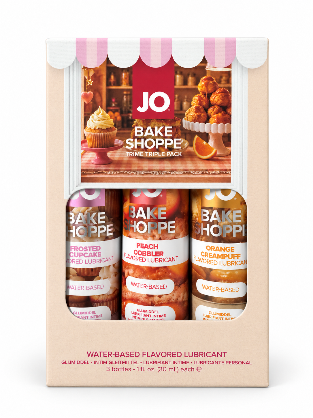 Chất bôi trơn gốc nước có hương vị System JO - Tri-Me Bake Shoppe, bộ 3 chai 3 × 30 ml