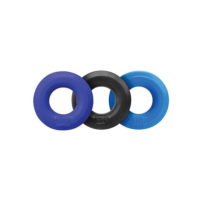 Hunky Junk - Cobalt Three Piece Stretch Cock Ring Set (Blue) OX1050 CherryAffairs