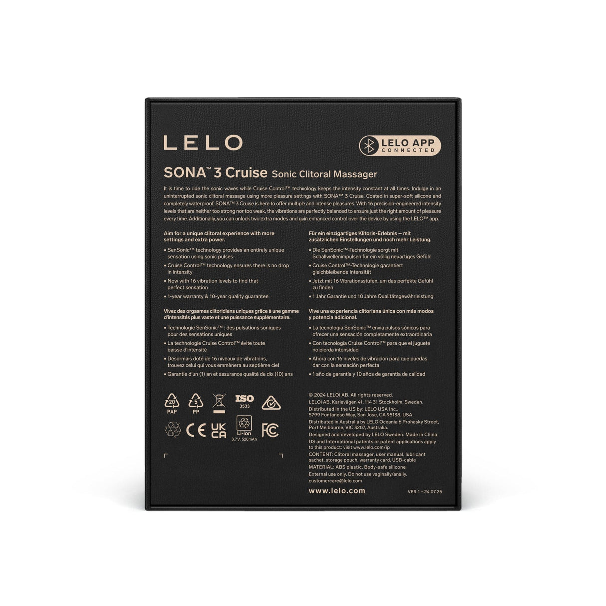 LELO - Sona 3 Cruise App-Controlled Sonic Clitoral Air Masaager CherryAffairs
