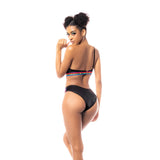 Mapale - Pride One Shoulder Top Garter Belt and Panty (Black) MAP1040 CherryAffairs