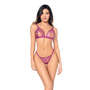 Mapale - Sheer Lace Triangle Top with Panty 2pcs Lingerie Set (Pink) MAP1054 CherryAffairs