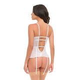 Oh La La Cheri - Elena Floral Embroidered Bustier with Ruffles and Matching Panty (White) OL1028 CherryAffairs