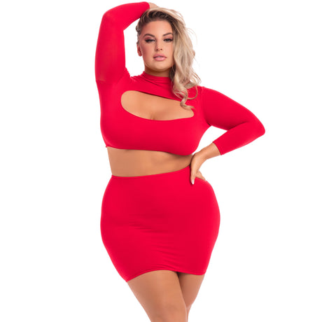 Pink Lipstick - Stop and Stare 2Pc Skirt Costume Set PLS1353 CherryAffairs