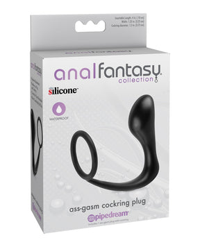 Pipedream - Anal Fantasy Ass-Gasm Silicone Cock Ring & Anal Plug (Black) PD2068 CherryAffairs