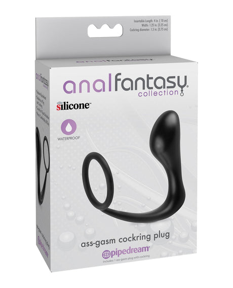 Pipedream - Anal Fantasy Ass-Gasm Silicone Cock Ring & Anal Plug (Black) PD2068 CherryAffairs