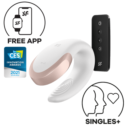 Satisfyer - Máy rung đôi cho cặp đôi điều khiển qua ứng dụng với điều khiển từ xa Double Love (Màu đen)