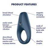 Satisfyer - Rings Plus Vibration Rechargeable Rocket Cock Ring (Dark Blue) STF1058 CherryAffairs