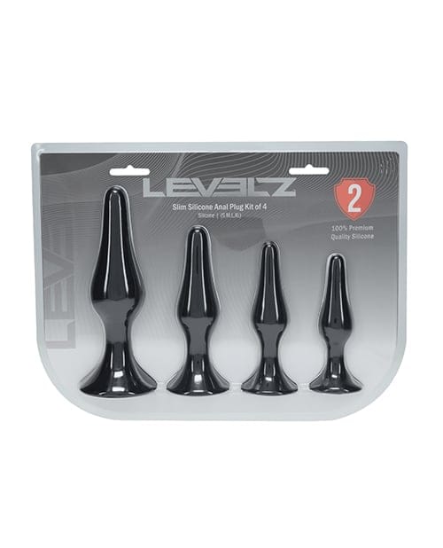 Shots - Levelz Slim Silicone Anal Plug Set of 4 (Black) ST1084 CherryAffairs