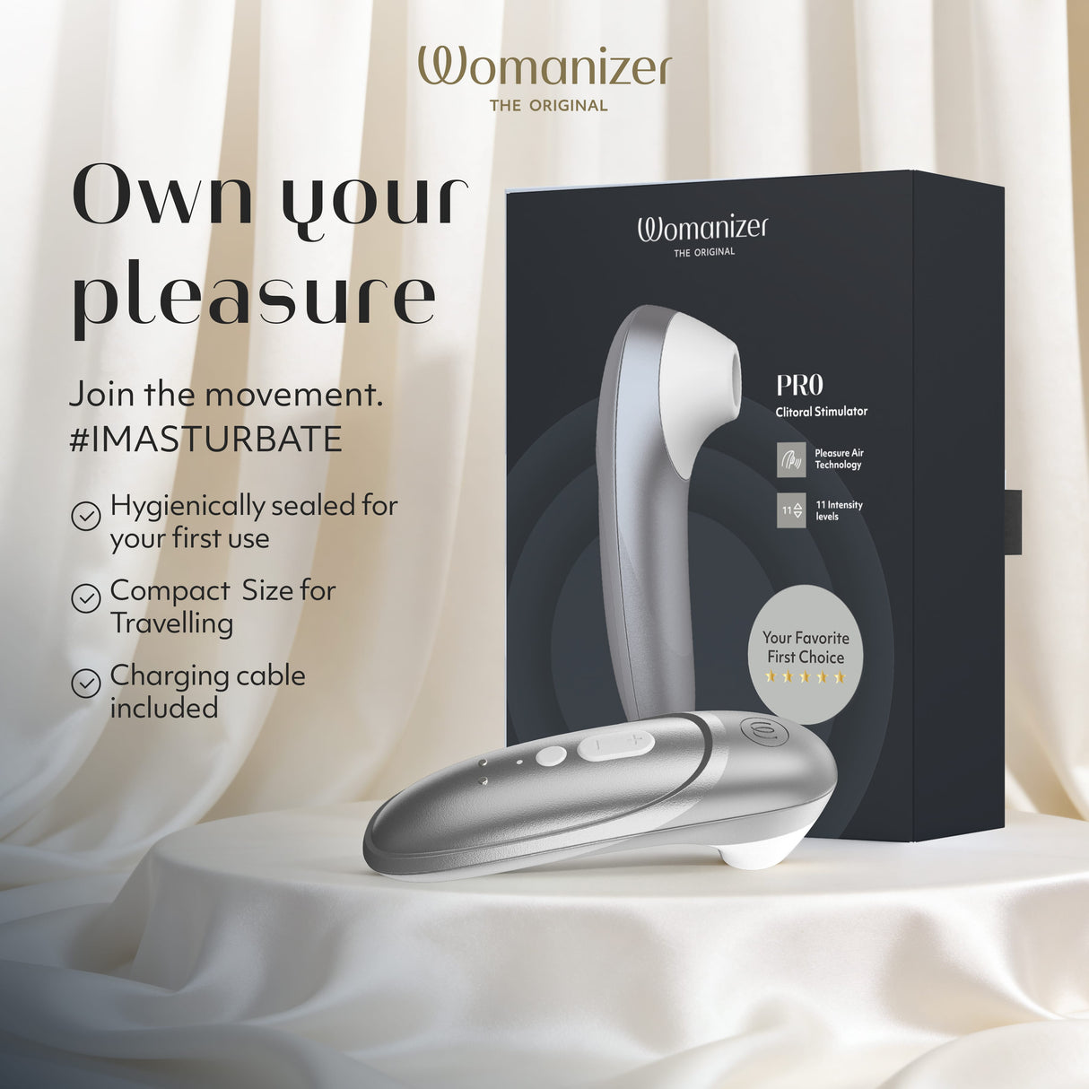 Womanizer - Womanizer Pro Clitoral Air Stimulator Massager CherryAffairs