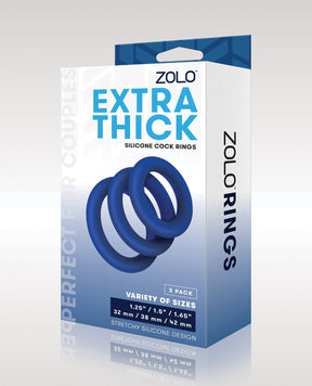 Zolo - Extra-Thick Silicone Cock Ring Set of 3 (Blue) ZOL1014 CherryAffairs