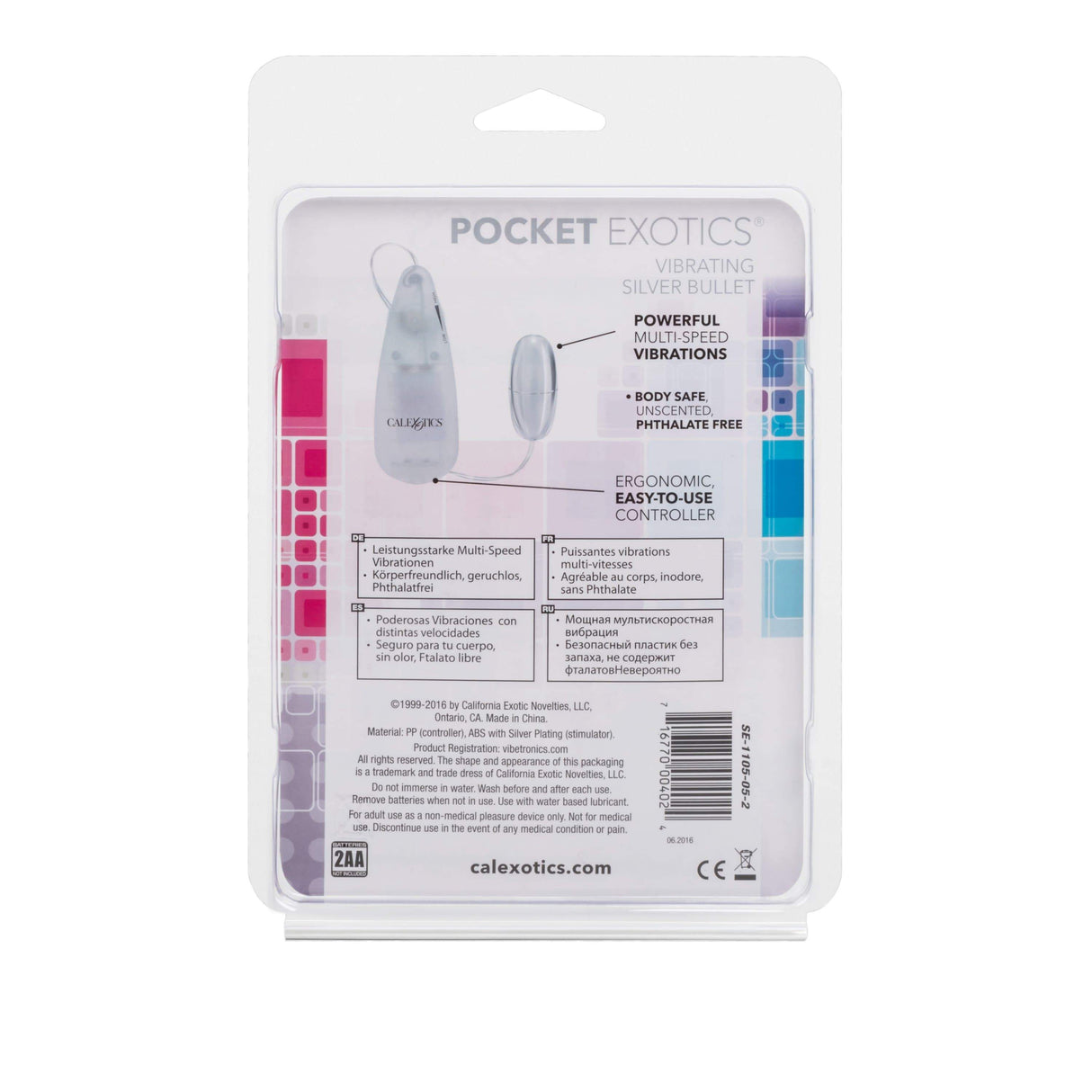 California Exotics - Pocket Exotics Vibrating Silver Bullet with Remote (SIlver) CE1794 CherryAffairs