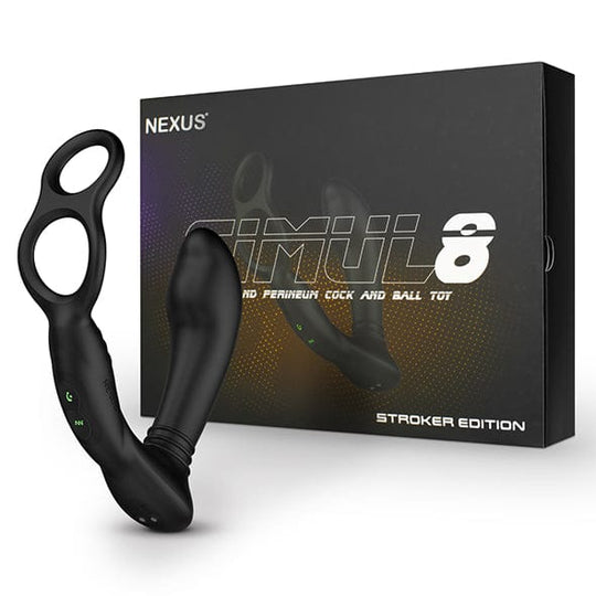 Nexus - Simul8 Stroker Edition Máy mát-xa rung đôi cho hậu môn và tầng sinh môn, đồ chơi kích thích dương vật và tinh hoàn (Màu đen)