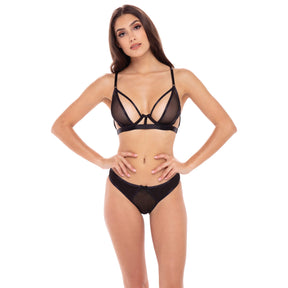 Rene Rofe - New In Town 2Pc Bra Lingerie Set S/M (Black)    Lingerie Set